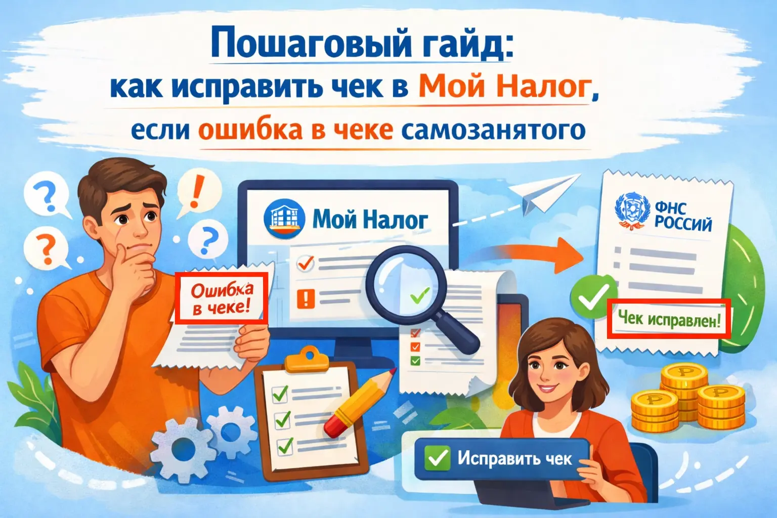 Как исправить чек в Мой налог, если ошибка в чеке самозанятого